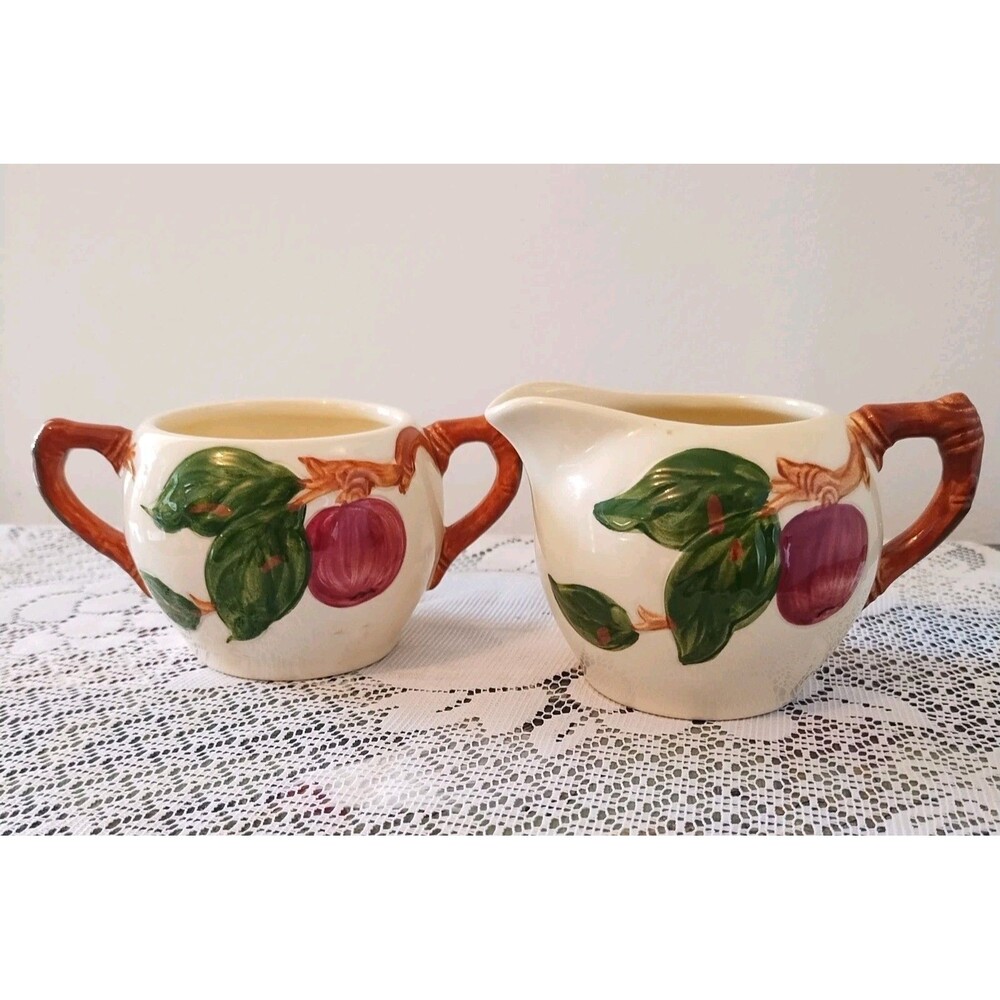 Vintage Franciscan Apple Dinnerware Creamer & Sugar Bowl Set USA Backstamp